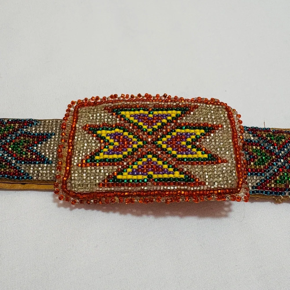 Vintage Hand Beaded Native American Belt